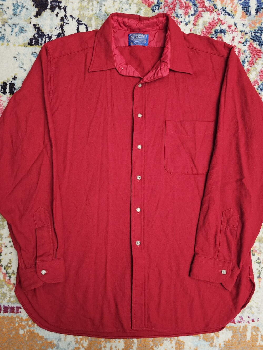 VTG Pendleton Woolen Mills Mens Shirt XL Solid Red Wool Button Front USA Made